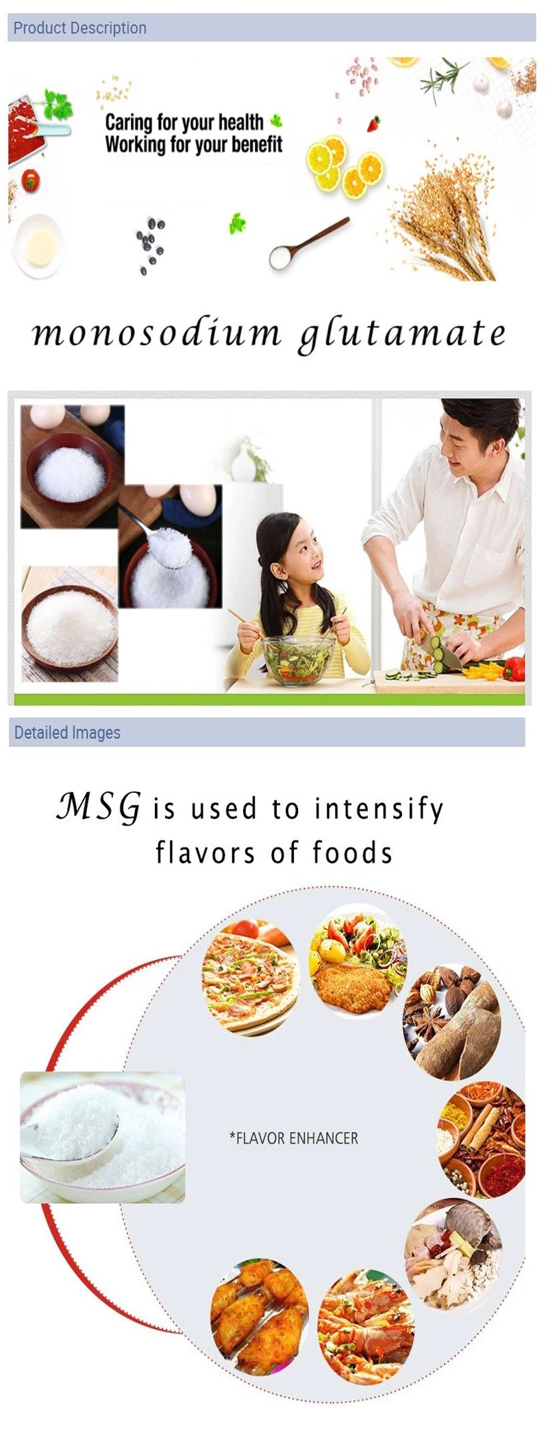 Food Grade 99% Monosodium Glutamate Msg Manufacturer with High Quality